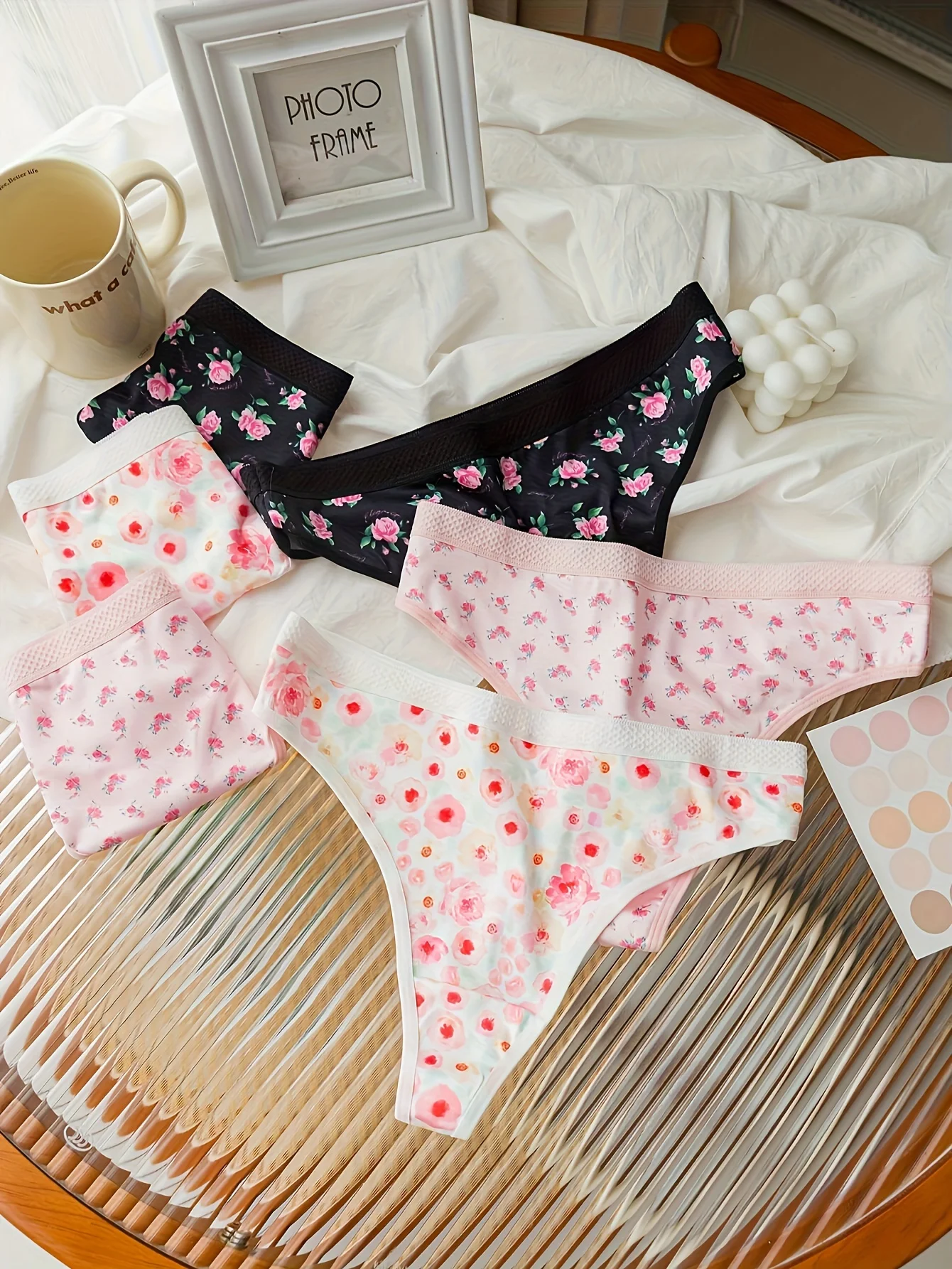 6-piece mixed-color small floral print women's thong summer new style simple pure cotton inner layer women's underwear