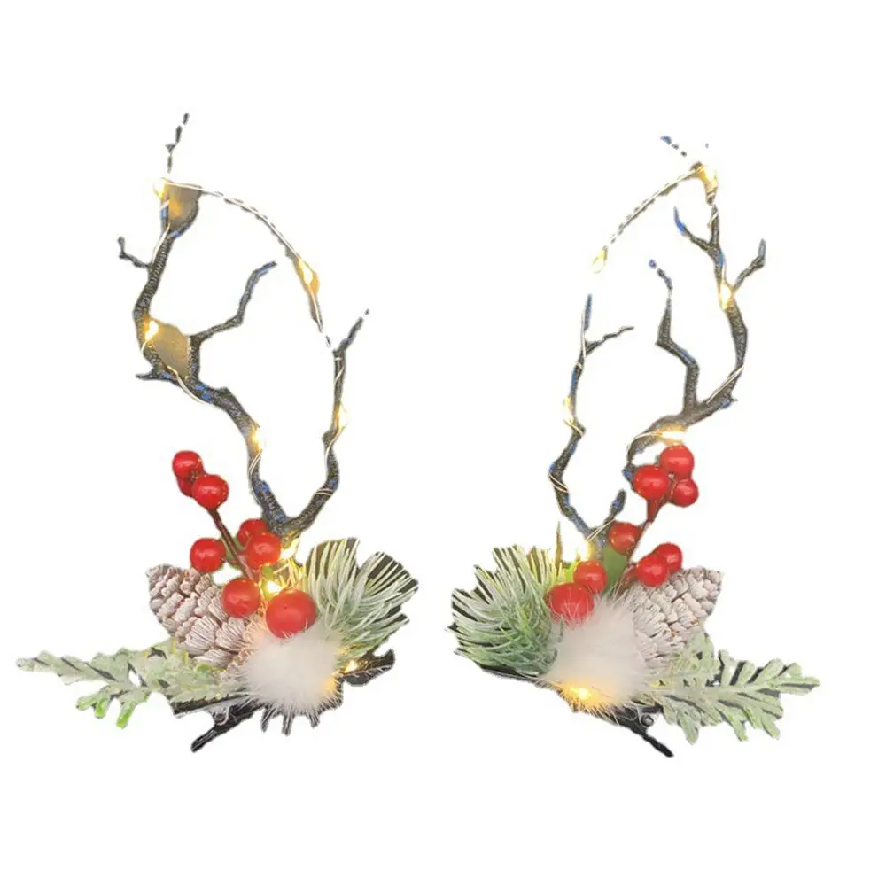 Make-Up Mit Led-Licht Blume Zweig Zweig Frauen Haar Clip Koreanischen Stil Haar Clip Weihnachten Geweih Haarnadel Haar Zubehör