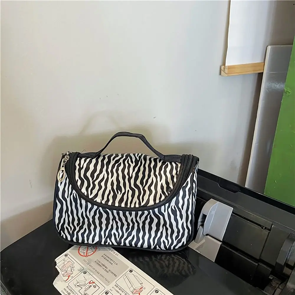 with Mirror Makeup Bag Makeup Accessory Waterproof Travel Cosmetic Bag Leopard Print Toiletry Handbag for Outdoor Travel