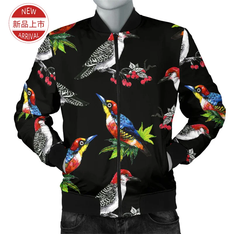 

Vintage 3D Printing Cute Birds Jacket Colorful Feather Birds Graphic Jackets For Men Women Funny Casual Lapel Jackets Clothing