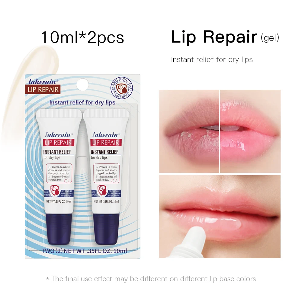 بلسم إصلاح الشفاه مرطب حزمة من اثنين من الإغاثة الفورية للشفاه الجافة تركيبة سائلة تقلل من تشقق زيت الشفاه بلسم الشفاه