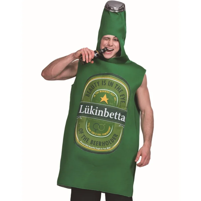 

Adult Octoberfest Green Spongy Jumpsuit Men Beer Bottle Cosplay Costume Halloween Nightclub Bar Atmosphere Funny Clothing 2025
