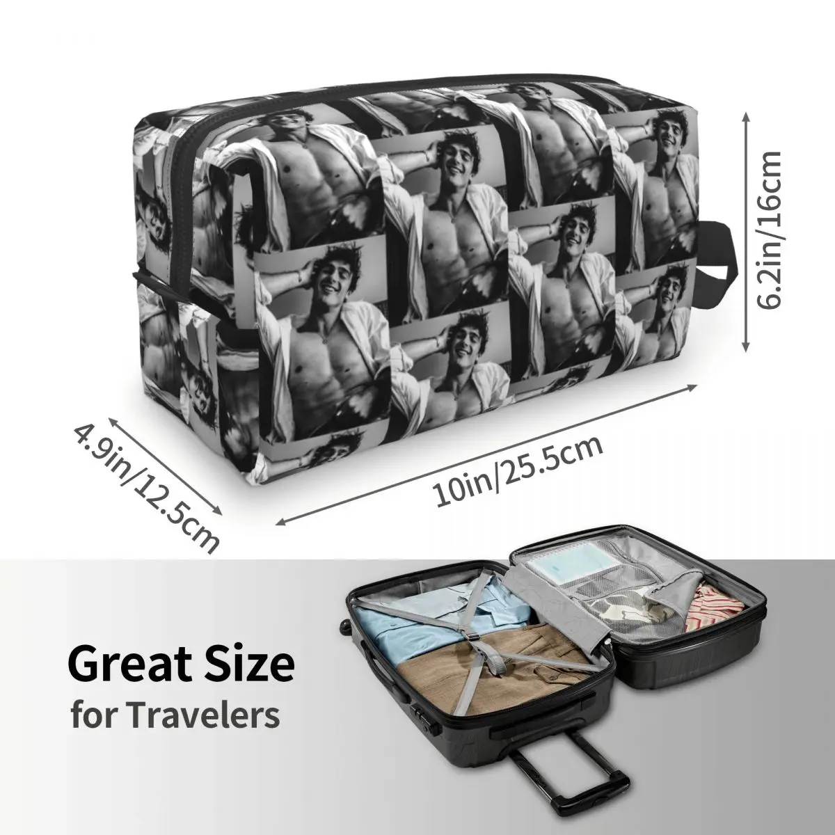 Jacob Elordi Australian Actor Makeup Bag Cosmetic Organizer Storage Dopp Kit Toiletry Cosmetic Bag for Women Beauty Travel