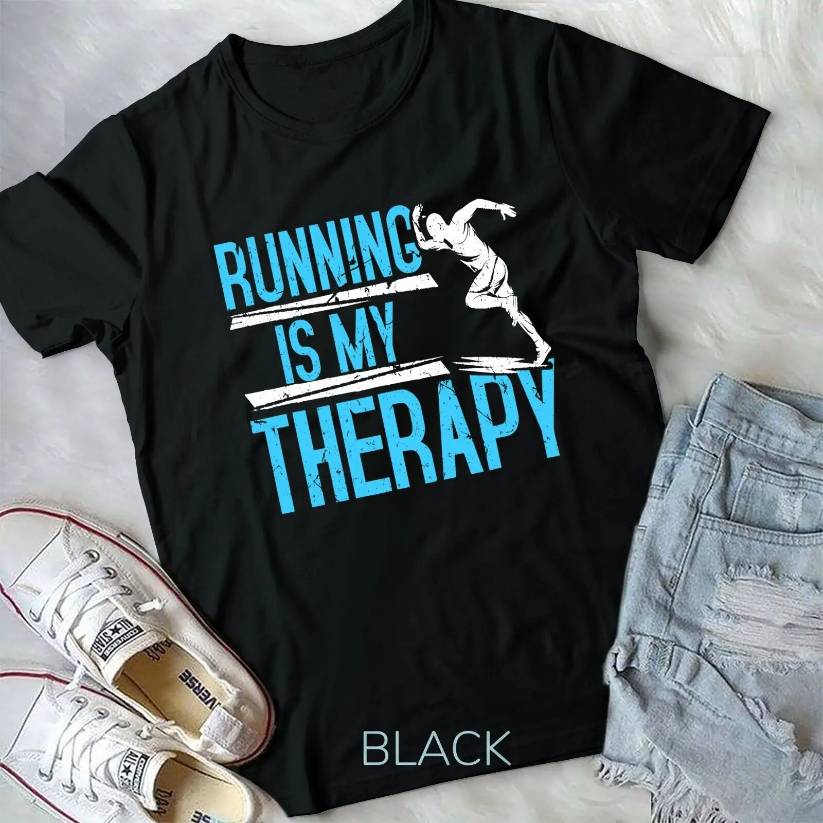 Running Is My Therapy Funny Cardio Jogging Workout Fitness Unisex T-shirt