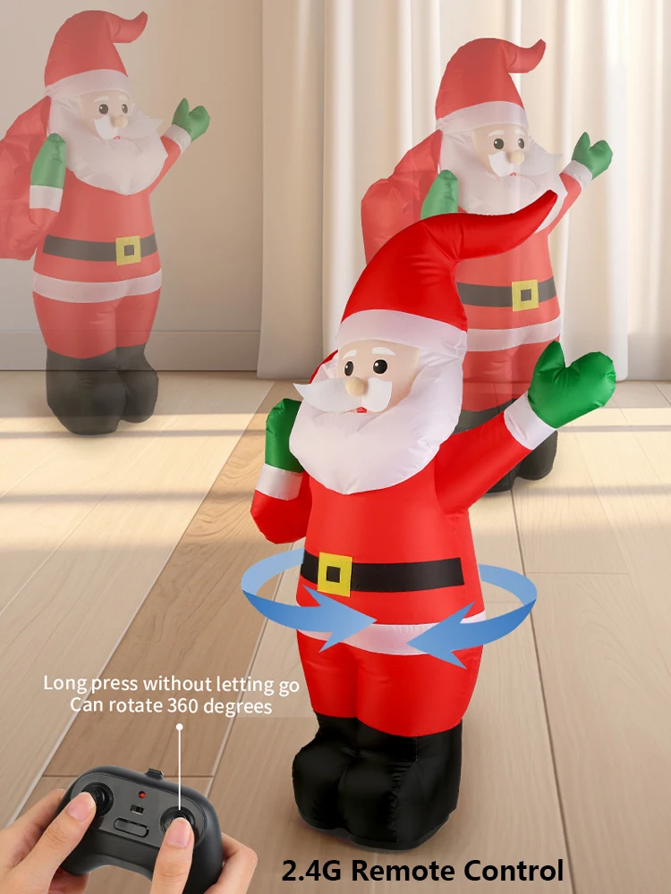 Inflatable Santa Christmas 2.4G Remote Control Inflatable Santa Claus Outdoor Christmas Polyester Inflatable Decorations Garden