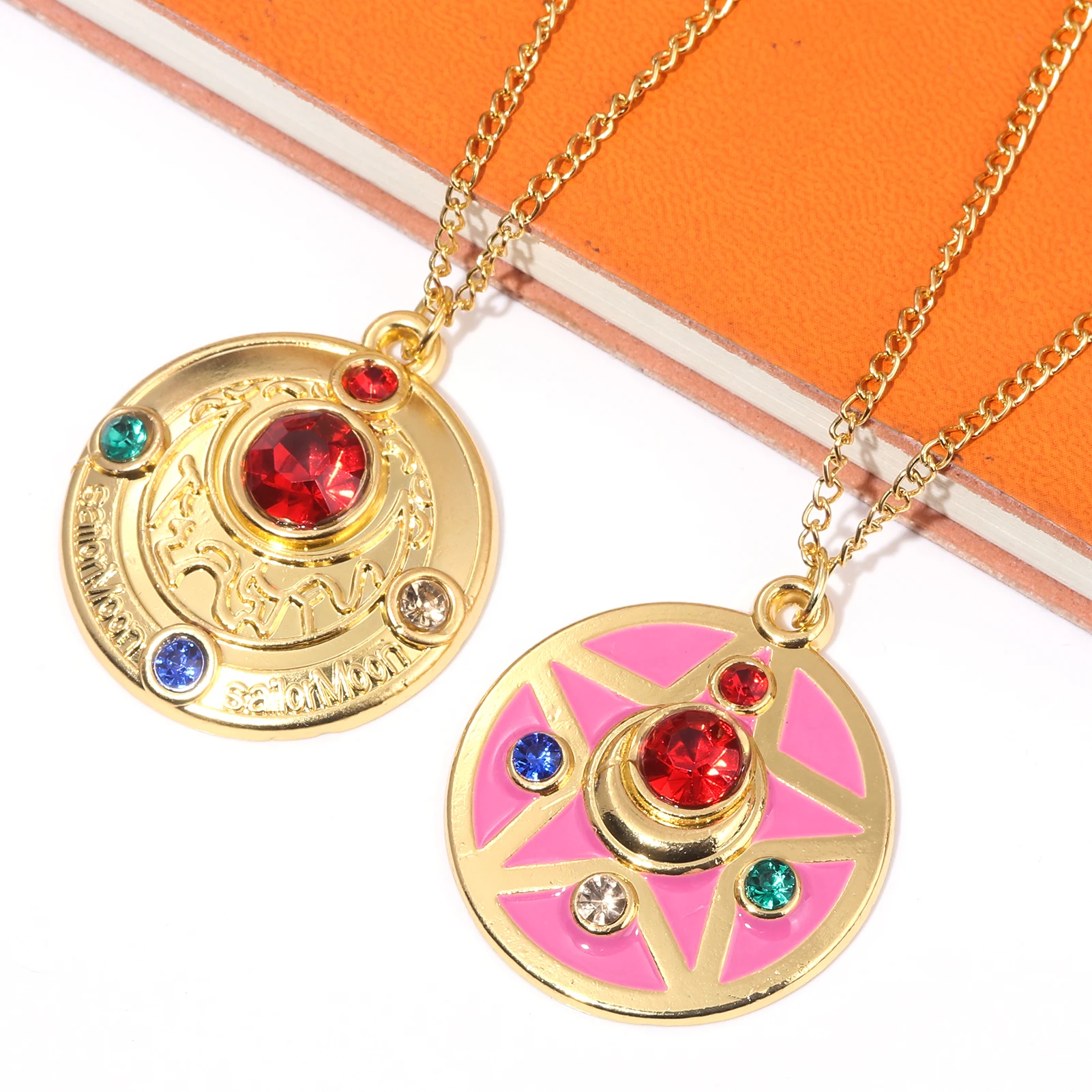 Anime Cute Pink Girl Necklace Tsukino Usagi Magical Transformation MOON Girl Keychian Cosplay Props Gift Men Women Bag Jewelry
