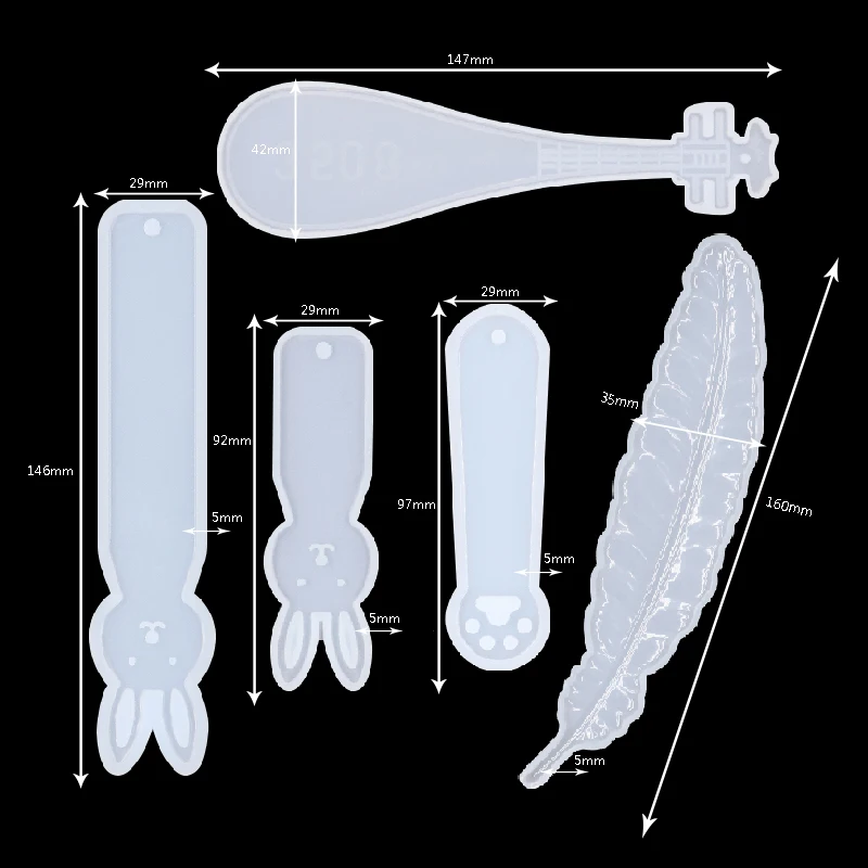 1/3/10Pcs Bookmark Transparent Silicone Mold Set DIY Resin Mold Crystal Epoxy Silicone Mold Rectangle Animal Making Casting Mold