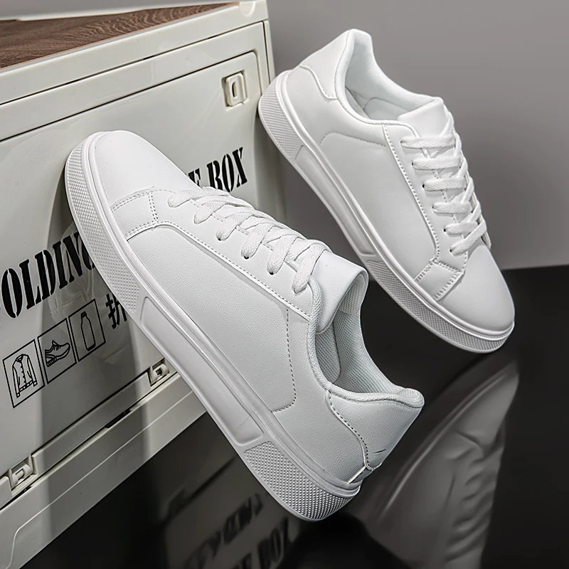 Business Casual Men's Shoes Soft Women Shoes Comfortable Casual PU Leather Shoes for Men Autumn Solid White Men Sneakers - Image 4