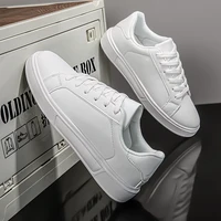 Chaussures d'affaires décontractées pour hommes et femmes, baskets souples et confortables en cuir PU, blanches et solides, automne 4