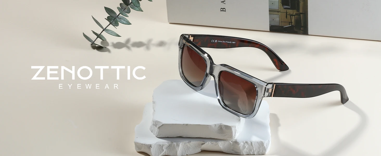 ZENOTTIC Modische rechteckige Sonnenbrille für Herren und Damen, polarisiert, UV400-Schutz, klassische, trendige Sonnenbrille zum Fahren – Detail 15