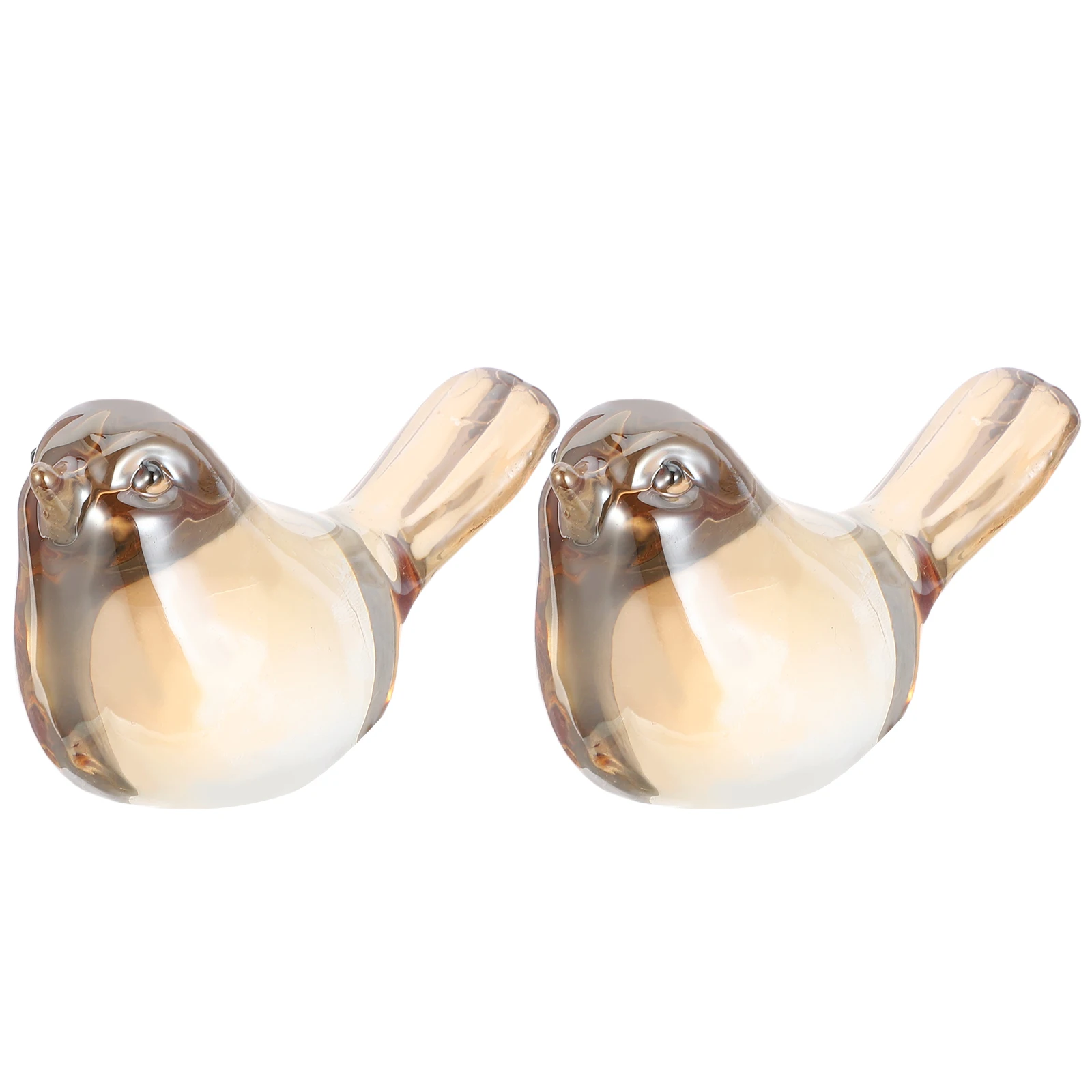 

2pcs Crystal Bird Statues Glass Animal Figurines Home Decor Desktop Office Farmhouse Shelf Table Decoration Small Sparrow