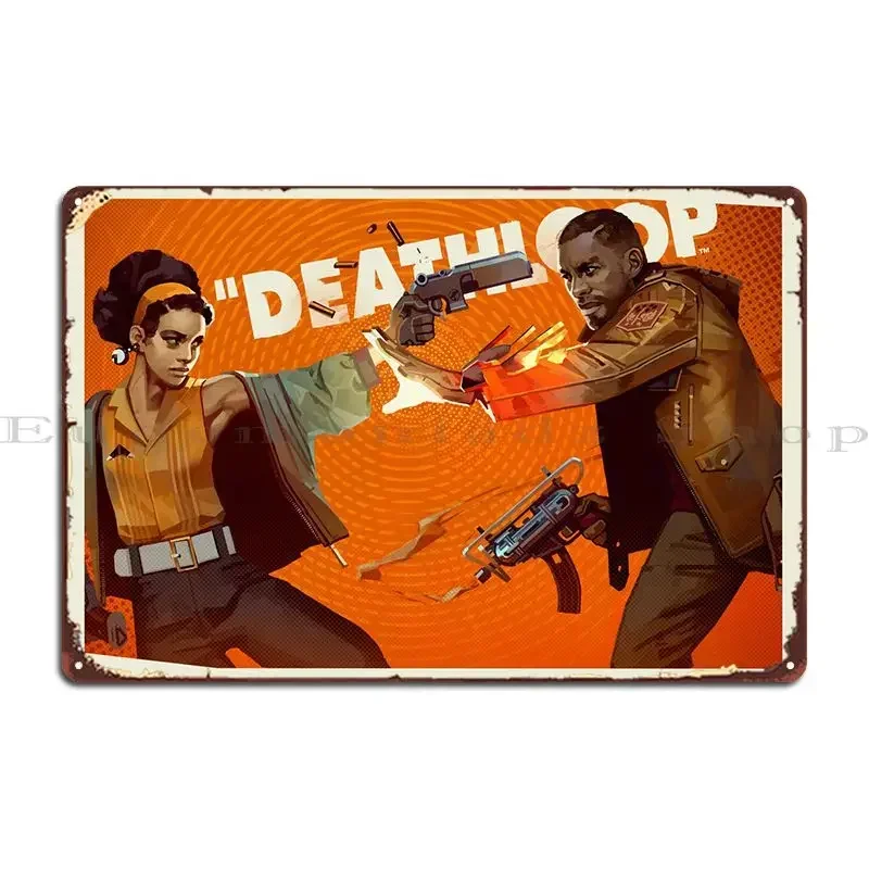 Deathloop Clash Key Art Metal Plaque Wall Mural Wall Wall Decor Character Kitchen Tin Sign Poster