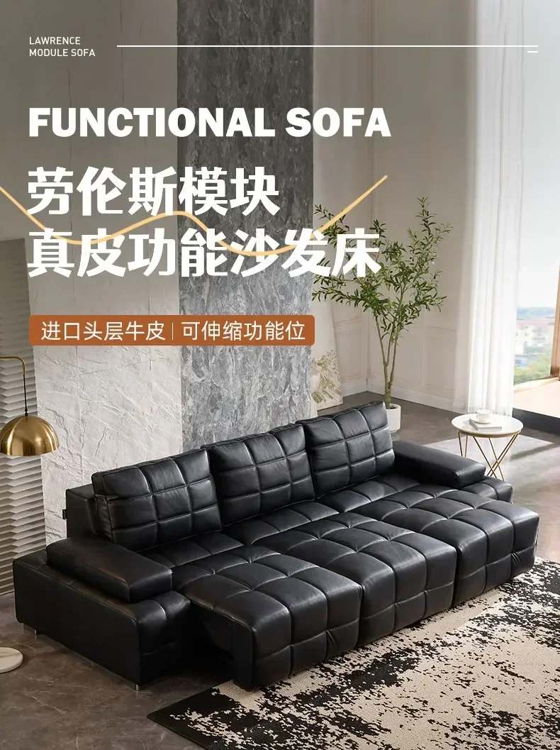 A Electric function leather sofa bed living room simple retractable fashion home