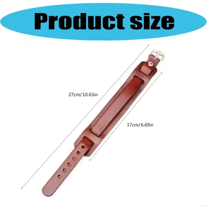 سوار معصم جلدي على طراز فاسق بطبقة مزدوجة بإبزيم قابل للتعديل للرجال والنساء 964A #6