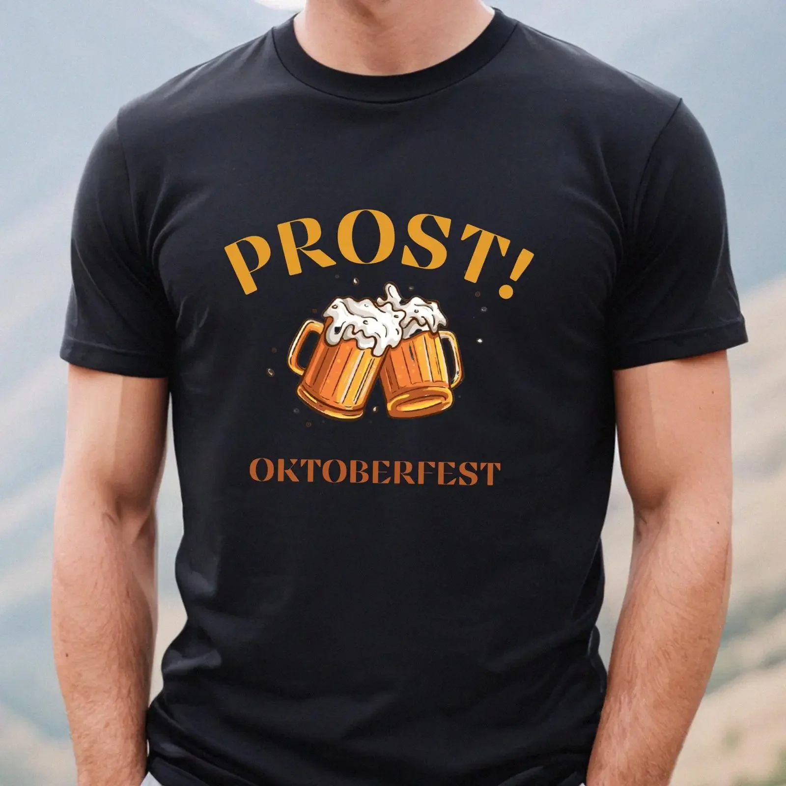 Prost Oktoberfest German Beer Festival T Shirt Drinking Casual Octoberfest vintage Washed graphic streetwear Breathable homme