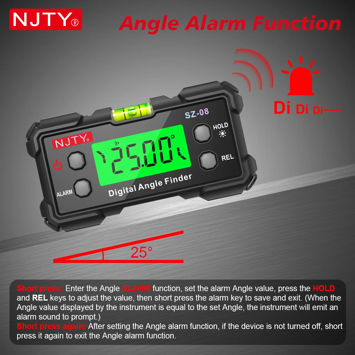 Digital Angle Gauge With Level Bubble Magnetic Electronic