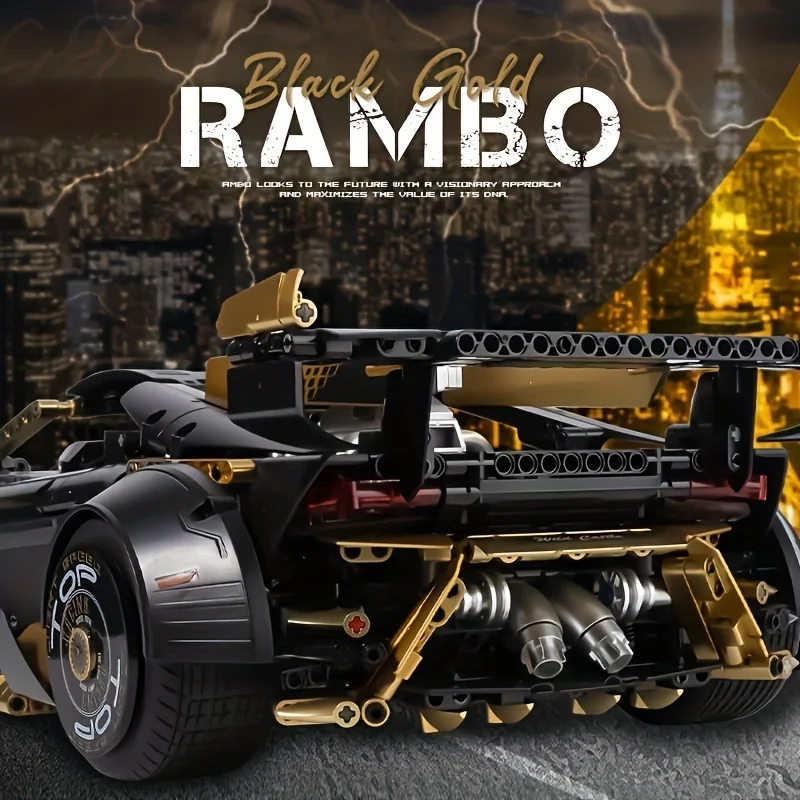 電気ブラックゴールドランボルギーニスーパーカーモデル少年おもちゃ組立ビルディングブロックモデルギフト装飾品