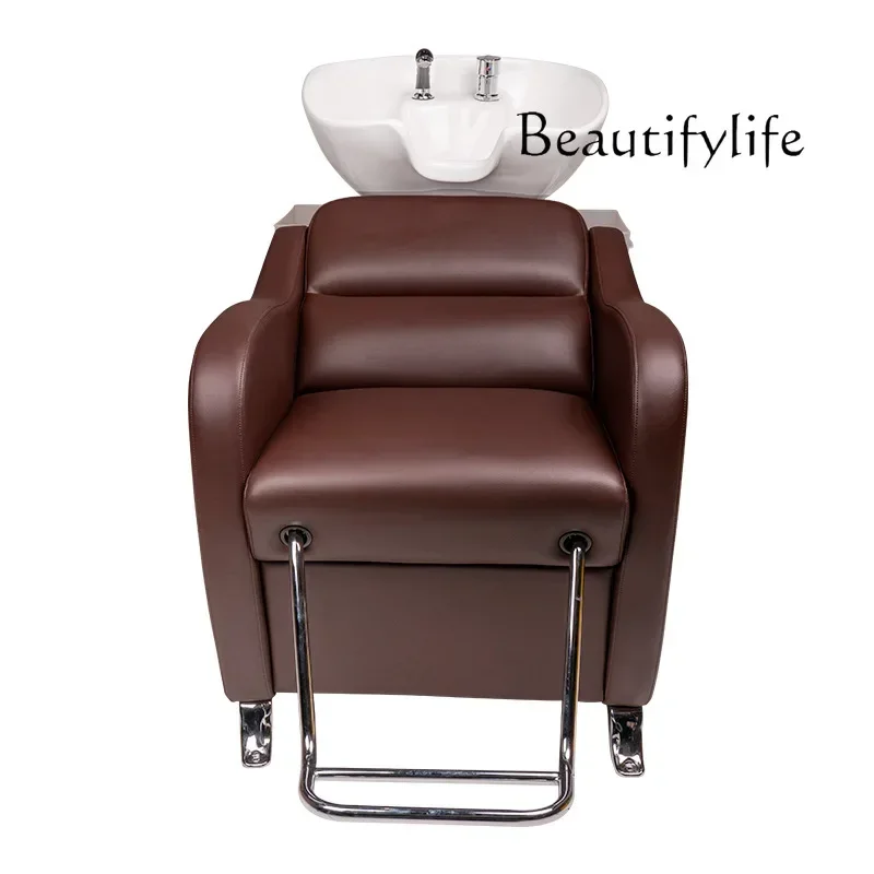 سرير شامبو من MM QBarber Shop، سرير نصف مستلق لصالون الشعر، سرير دافق خاص لمتجر السبا، سرير شامبو لمتجر التجميل #4