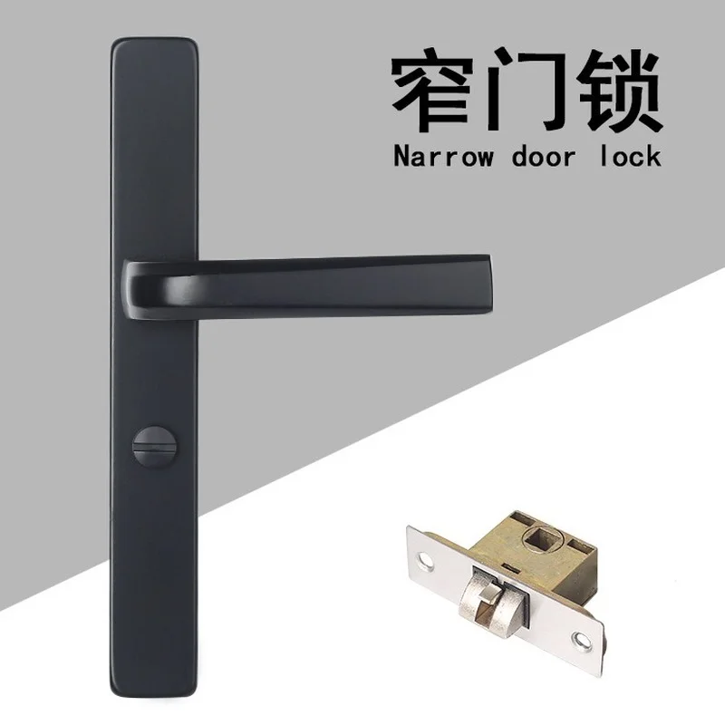 

Black Very Narrow Door Frame Balcony Bathroom Bathroom Door Lock Kitchen Toilet Toilet Single Tongue Handle Keyless Door Locks