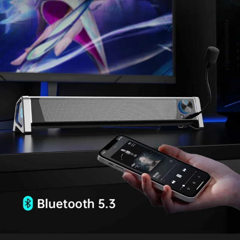 Sport Gaming PC TV Soundbar Bureau Triple-Mode Audio Sound Box 3D Sound Scape Surround Subwoofer Bluetooth-luidspreker Samtronic