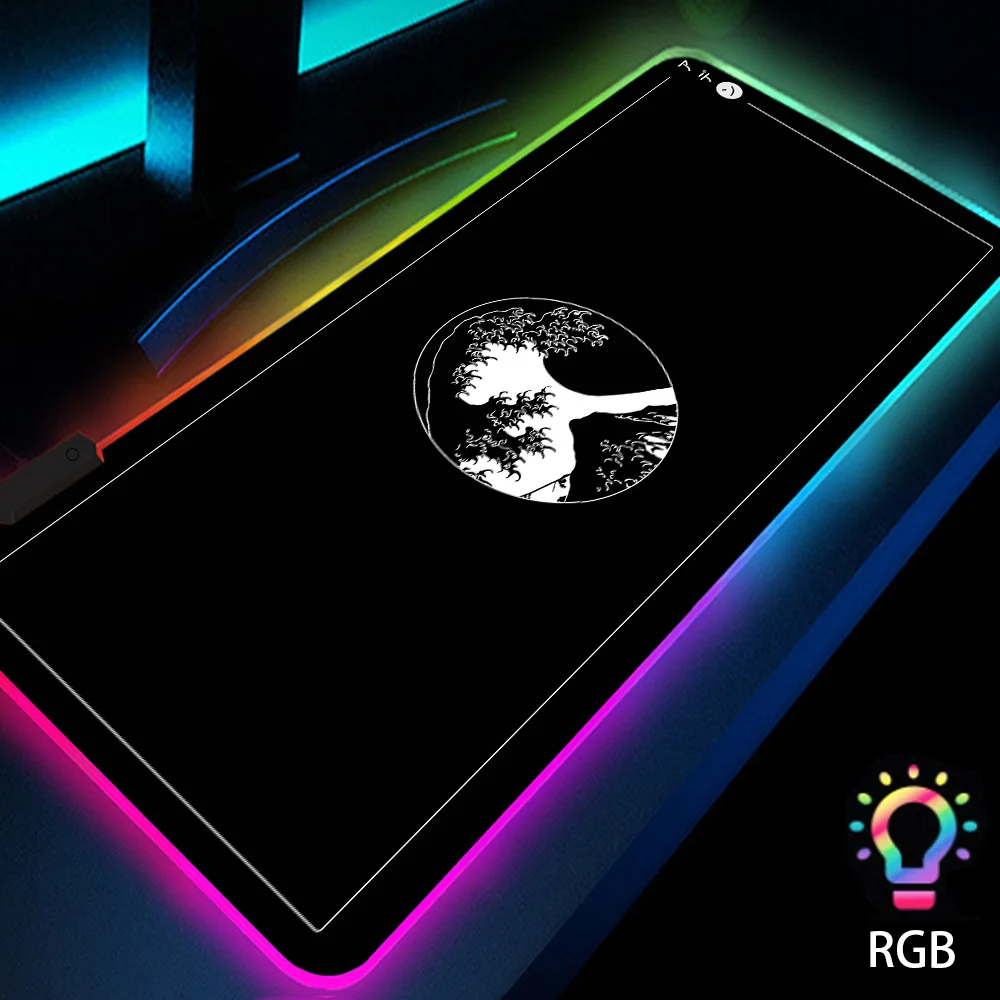 LED RGB มังกรเมาส์ Pad Backlit Mat Deskmat Playmat แล็ปท็อปญี่ปุ่น Anime Gaming Keyboard Rubber Pad Pad บนตารางแผ่นรองเม้าส์