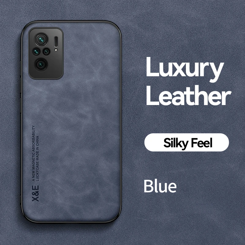 Funda de teléfono magnética de cuero suave a prueba de golpes para Redmi Note10 Pro Max Note 10S 10T 5G 4G con cubierta trasera protectora de placa de Metal