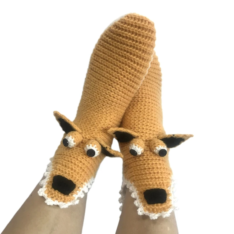 

Unisex Novelty Chunky Crochet Knit Cartoon Socks Funny 3D Animal Warm Floor Slipper Stockings P8DB