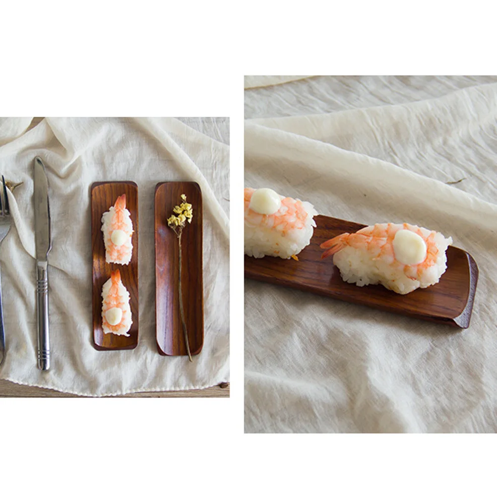 

2 Pcs Wooden Napkin Holder Tray Sushi Rectangle Dishes Towel Rectangular Plates