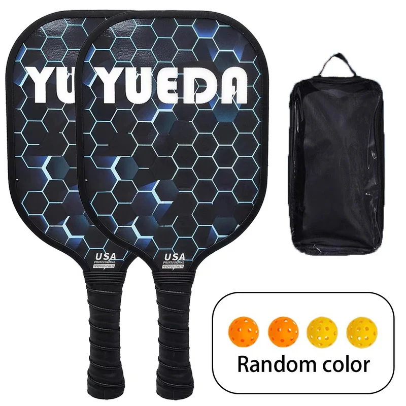 Pickleball Paddle Set Wood Lightweight With Carry Bag and 4 Ballls Pickleball Racket Easy Storage Colorful Pickleball Paddle Set