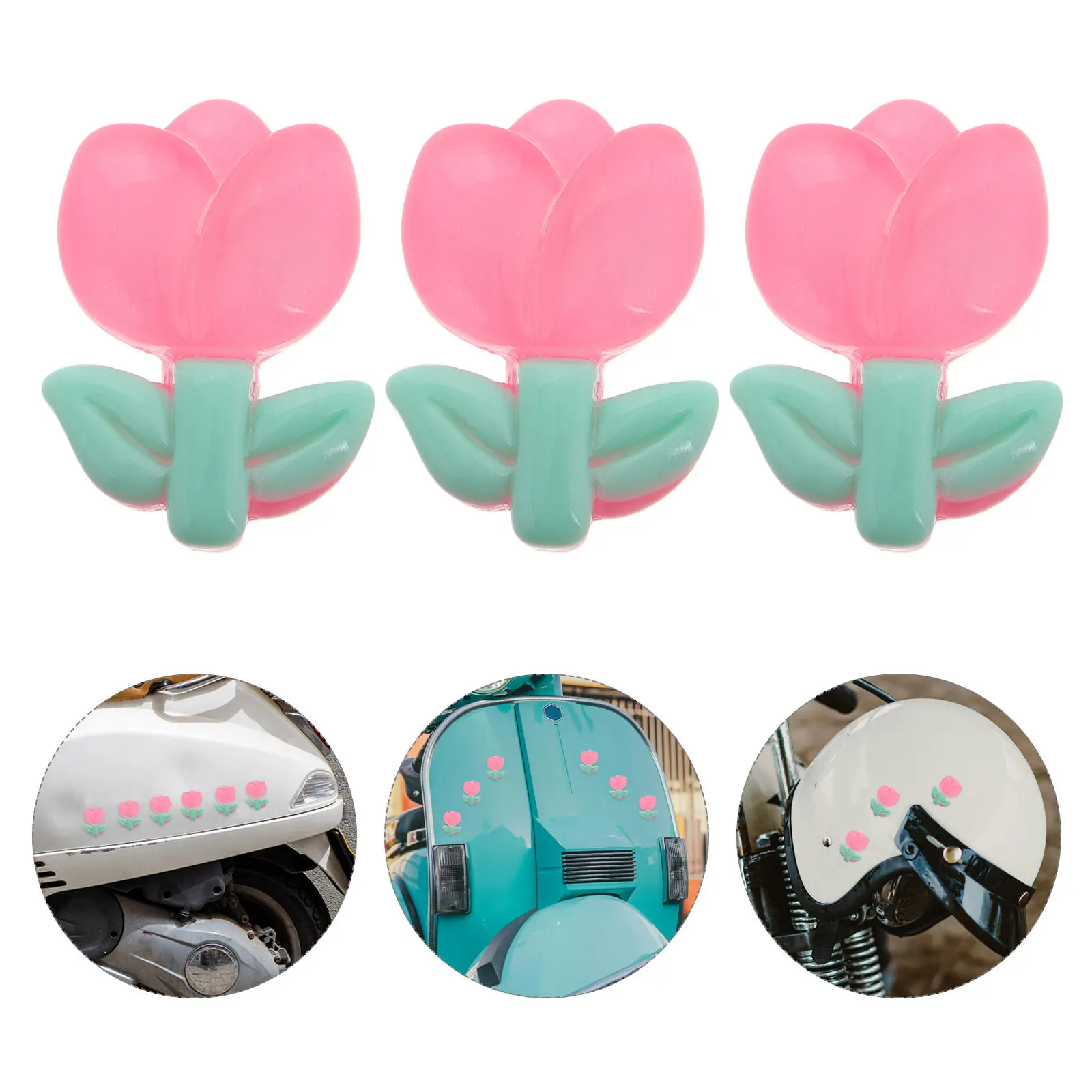 

6Pcs Cute Flower Stickers for Tulip Decor Motorcycle Scooter Rider Accessories Women Fashionable Removable Flower