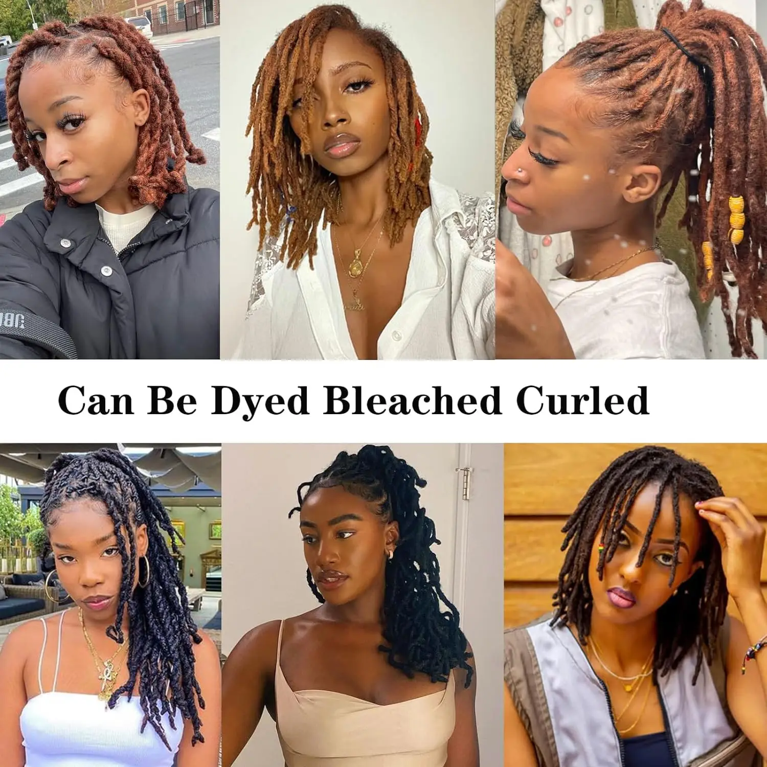 8-14 بوصة Locs Dreadlock تمديد الشعر البشري مع أطراف مجعدة 100% شعر بشري دائم Loc تمديد يمكن صبغها ابيض #6