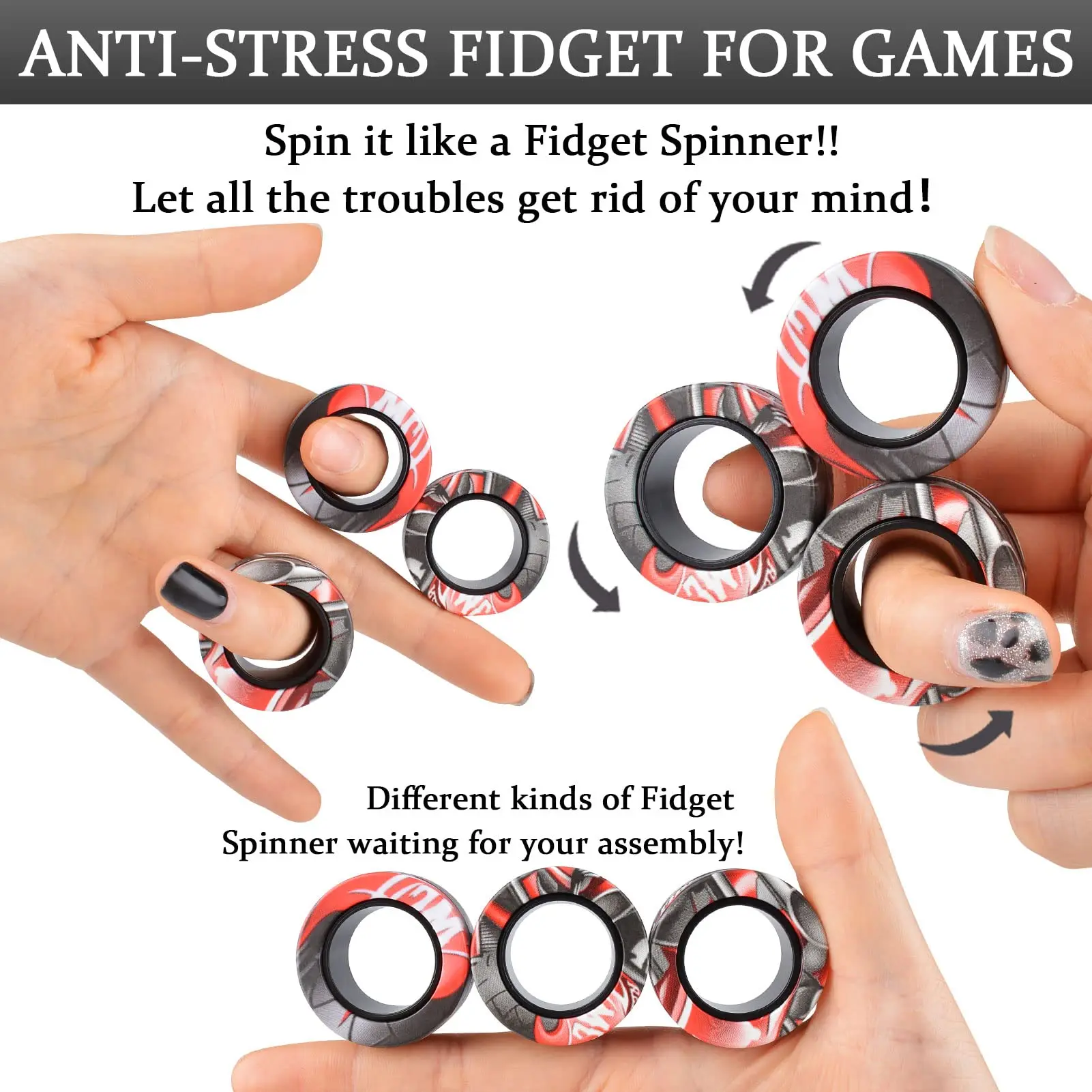 Anti-estrés anillos magnéticos Fidget abrir juguet... - Grandado