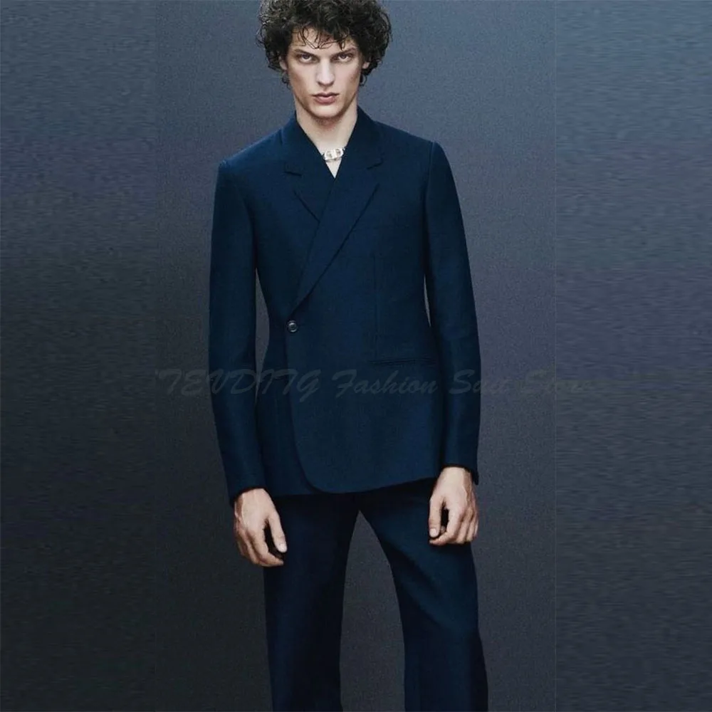 

2025 Elegant Suits For Men One Button Notch Collar 2 Pieces Jacket Pants Slim Sets Formal Business Banquet Wedding Male Clothing