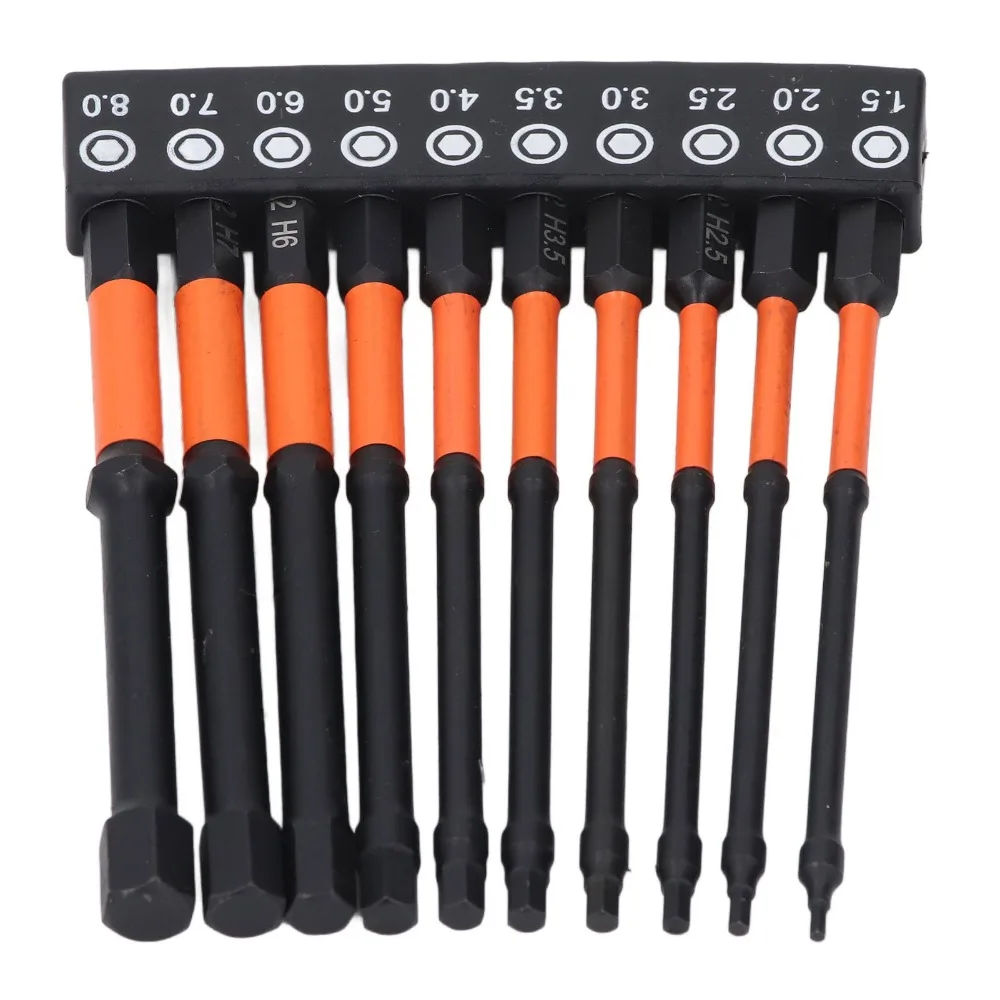 10pcs 4 Inch Long Hex Wrench Drill Bit Set 1/4 Inch Hex Shank CNC Machined Tips Allen Wrench Drill Bit Set Hardened Core