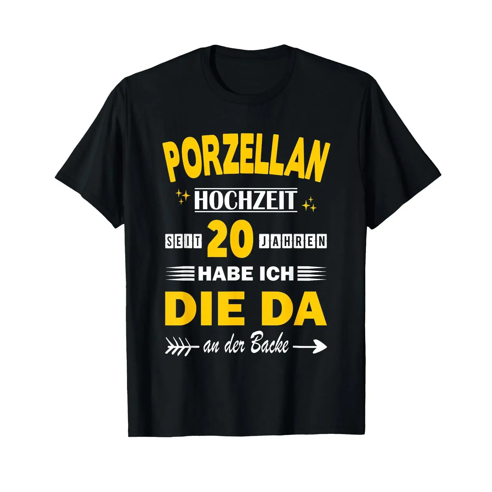 20 Years Relationship Anniversary Wedding Porcelain T Shirt black vintage Washed streetwear Comfortable Slightly