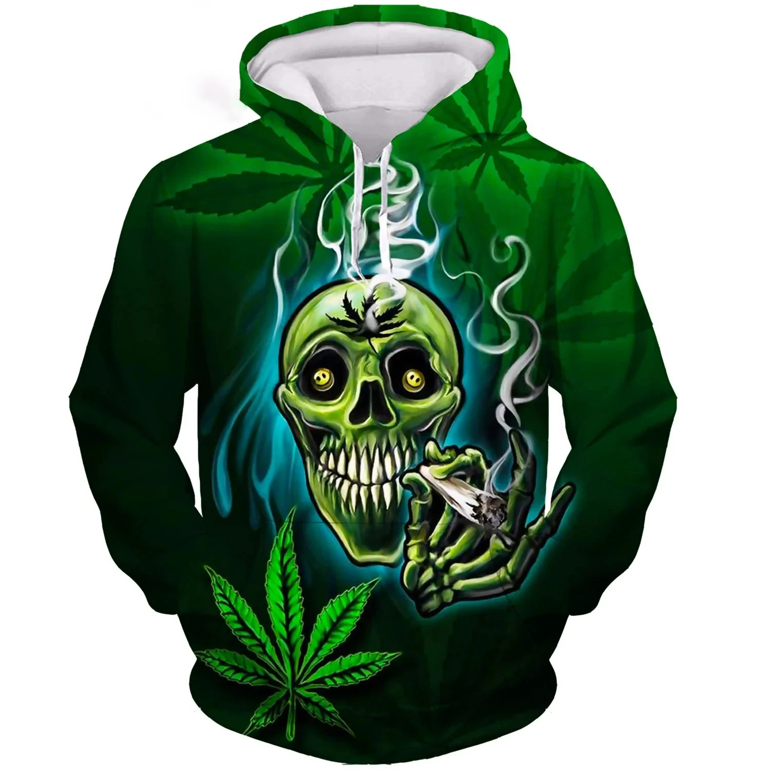 Tobacco Weeds 3d Hoodie Men/Women Printing Autumn Sweatshirts Green Leaves Funny Pullover Skull Smoking Printed Harajuku Clothes