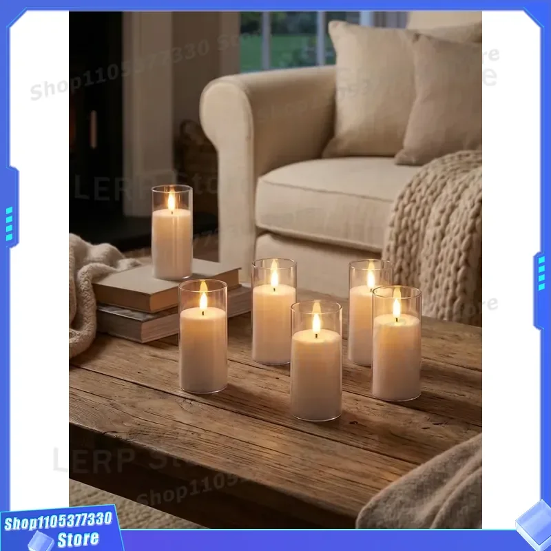 6 Pack Battery Operated LED Flameless Candles Plastic Lanterns Safe Decor for Holiday Parties Events Home Decoration Light