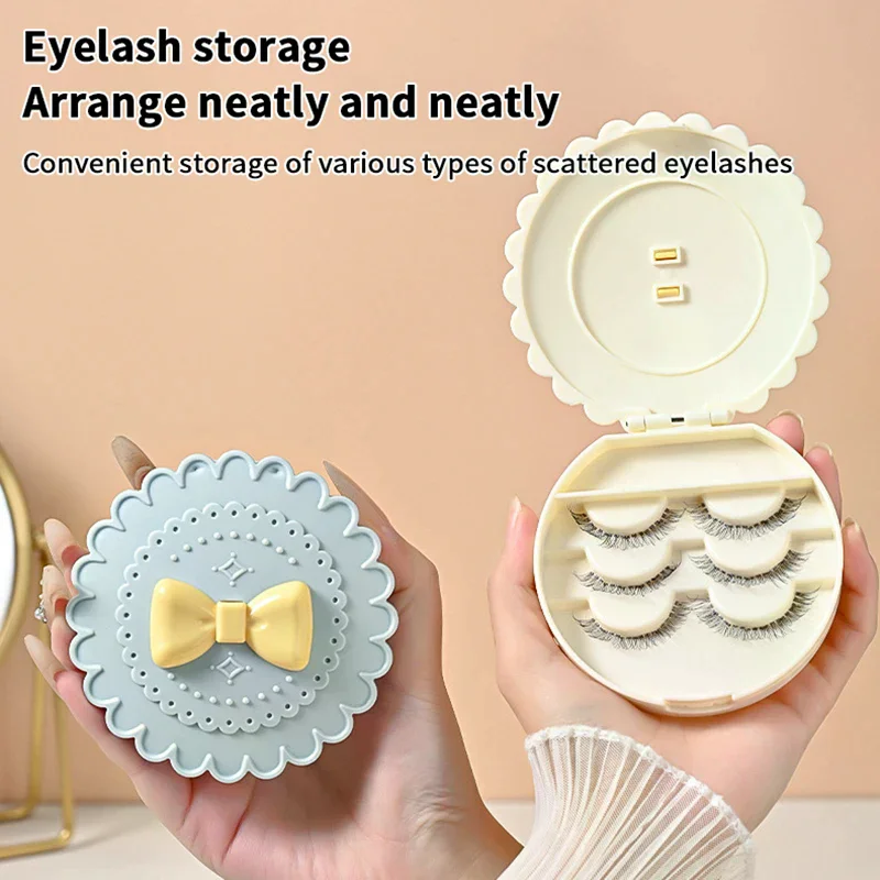 Mini Pudełko na Sztuczne Rzęsy Ekologiczne w Kształcie Kwiatka, Przenośny Organizer na Kosmetyki i Narzędzia do Makijażu