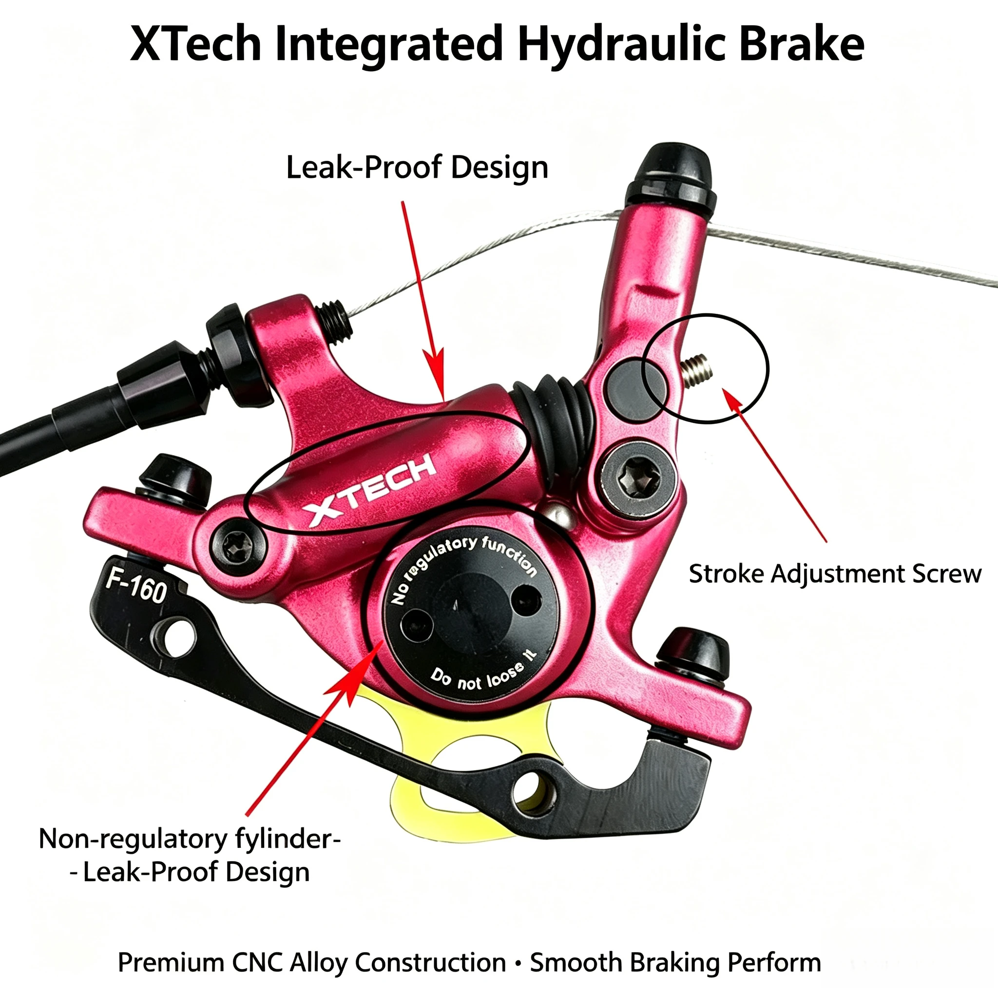 Zoom XTECH HB-100 Dual Piston Hydraulic Disc Brake Caliper Leakproof Adjustable Stroke for MTB E-Bike Electric Scooter