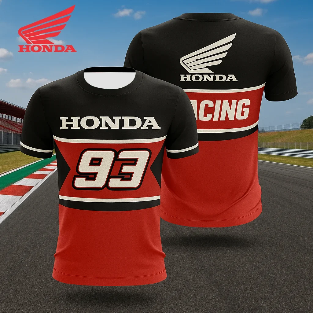 

2025 HONDA HRC Мотоциклетные топы 93-й принт Мужские и женские футболки из сетчатой ткани 140 г, разработанные в интеллектуальном фабрике