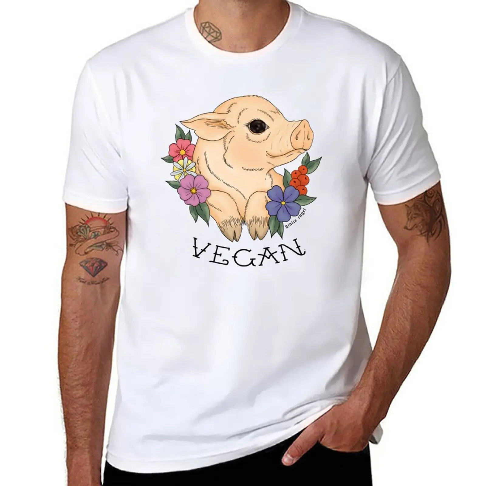 New Vegan Piggy! T-Shirt Tee shirt man clothes cute tops new edition t shirt men clothings