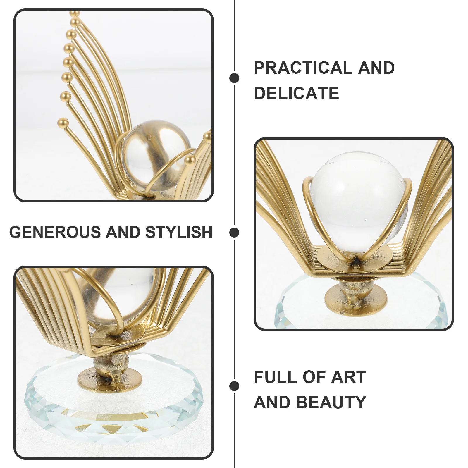 

Stable Base Crystal Ball Ornament Spreads Wings Design Elegant Modern Living Room Bedroom Cabinet Decor Based Crystal Ball