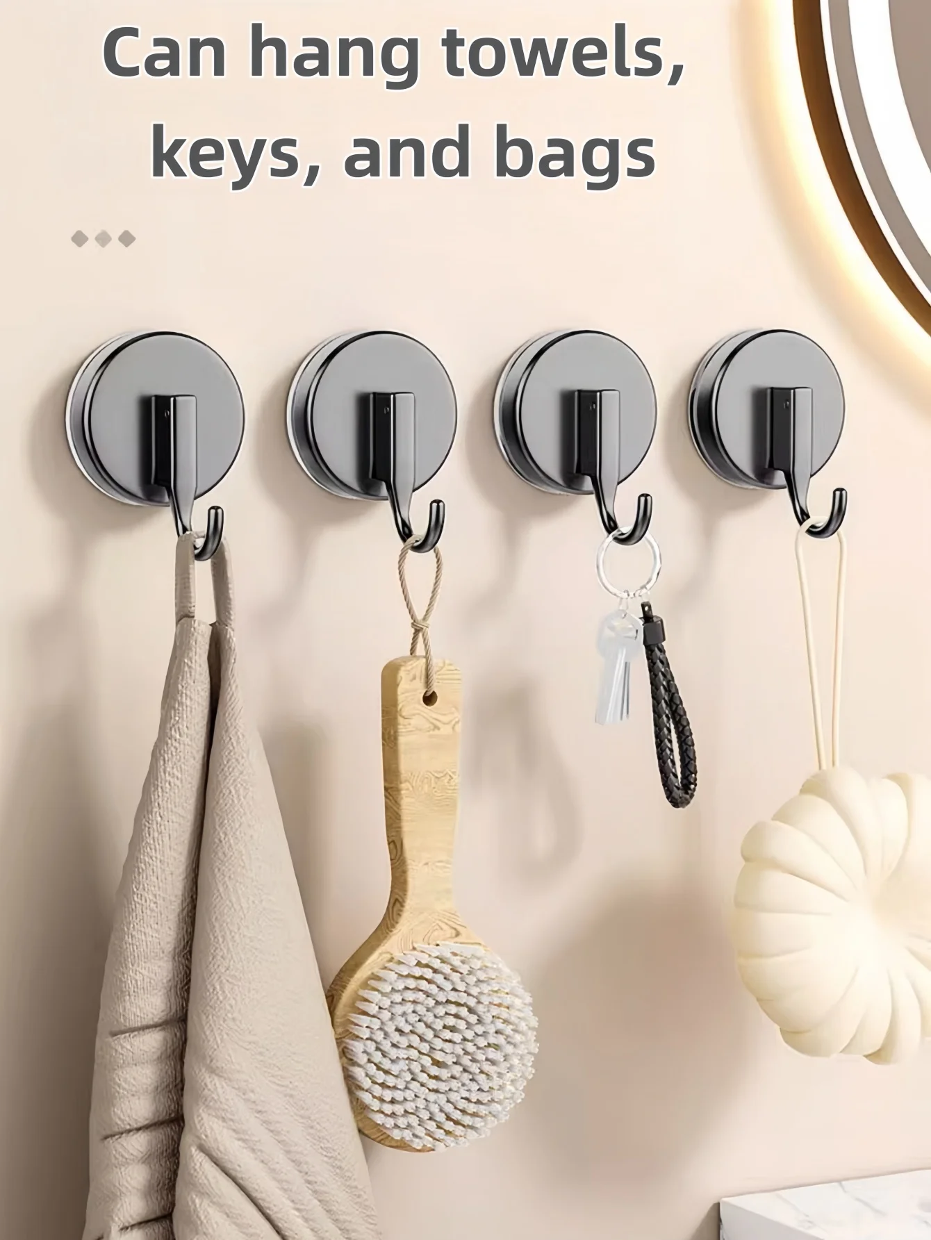 2 Strong Suction Cup Hooks, No Drilling Required, Easy to In