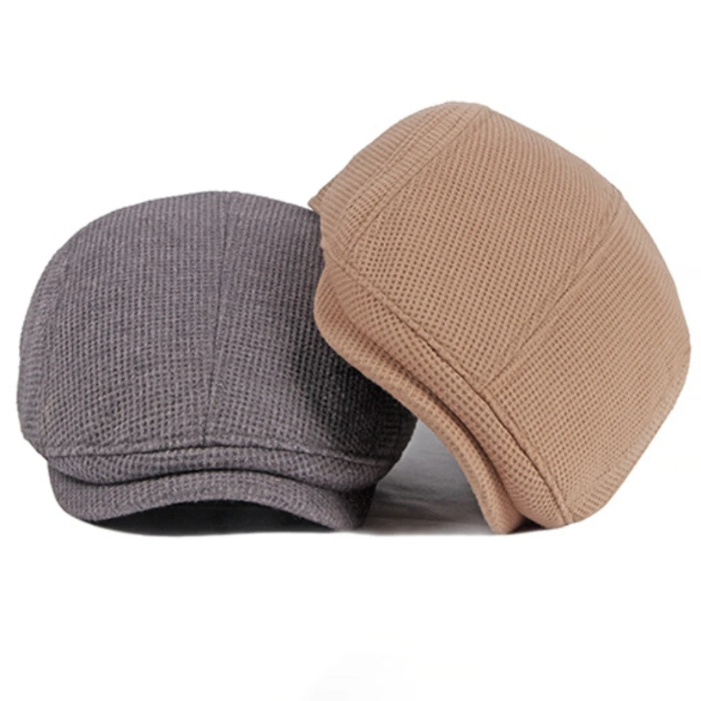 

MZ1327 Berets Thick Warm Autumn Winter Hat Beret Cap Men Women Solid Plain Knitted Beret Hat Male Female Adjustable Ivy Flat Cap