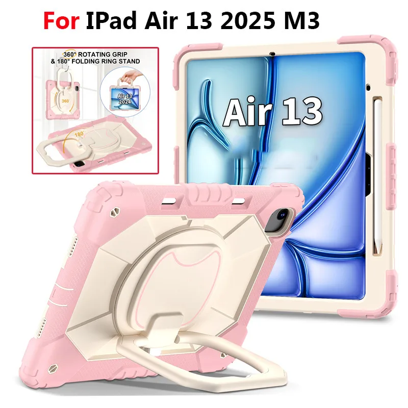 

Чехол для iPad Air 13-дюймовый чехол M3 2025 и M2 для iPad Pro13 Чехол для планшета 7-го поколения 2025 360 ° Вращающийся противоударный чехол для ручки