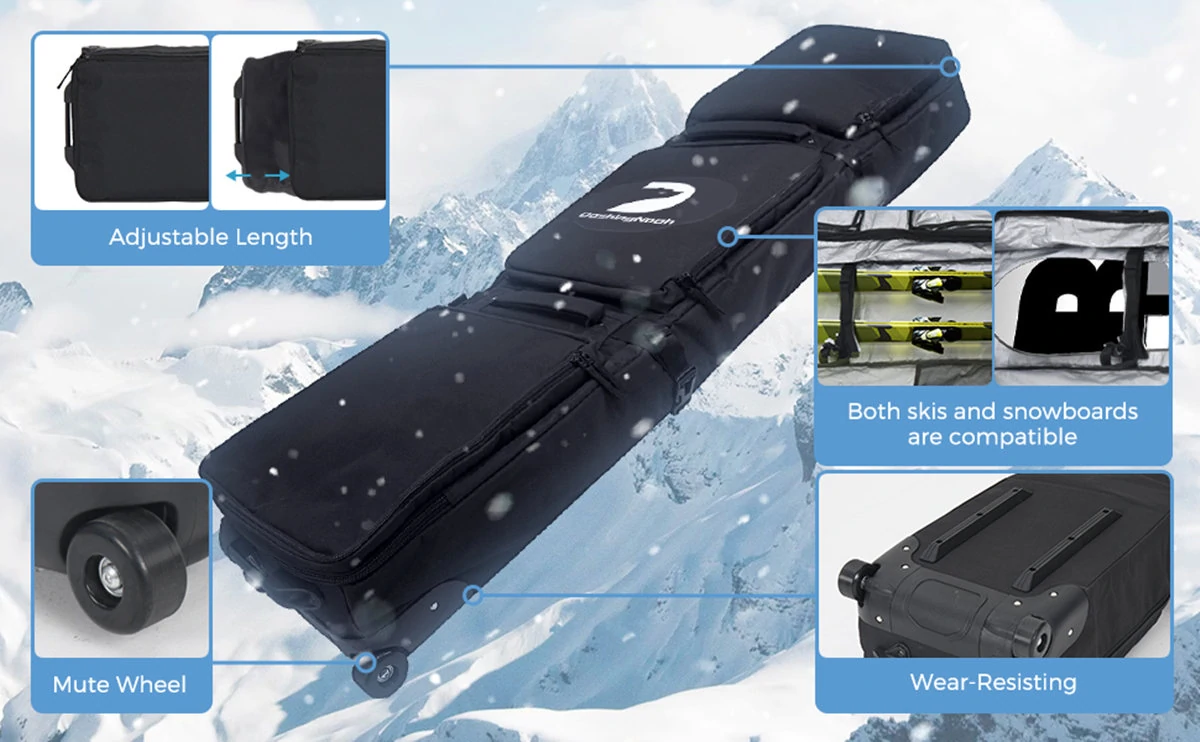 600D Fully Padded Snowboard Bag Waterproof Wheel Travel Bag Ski Snowboard Air Travel Bag Winter Skiing Equipment
