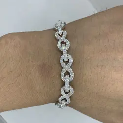 8 Shape Chain Bracelet Solid 14k Gold Bracelet Bangle Women's Jewelry 5ctw Lab Grown Diamond CVD HPHT DEF Color VS-VVS