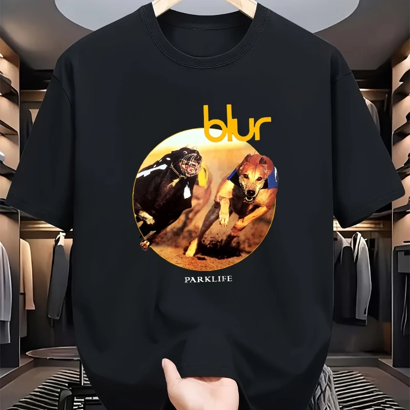 Blur Parklife album graphic T-shirt with Blur logo and song titles  Summer 100% Cotton Men's and Women's Streetwear T-shirt