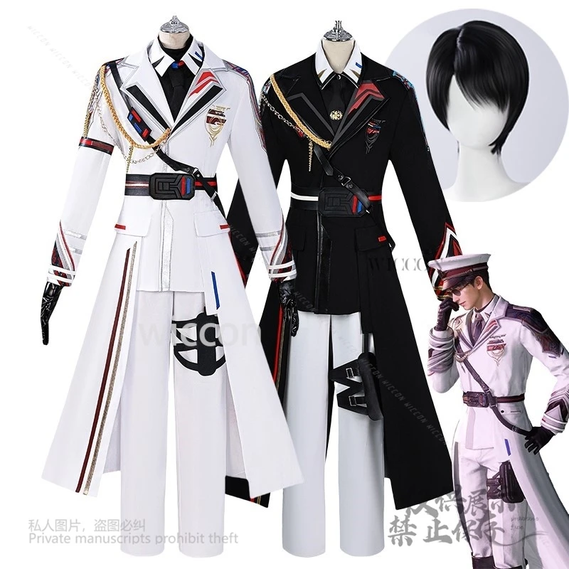 

Caleb Cosplay Costume Game Love and Deepspace Heroine Caleb Cosplay Wig Black White Uniforms For Men Halloween Party Customized