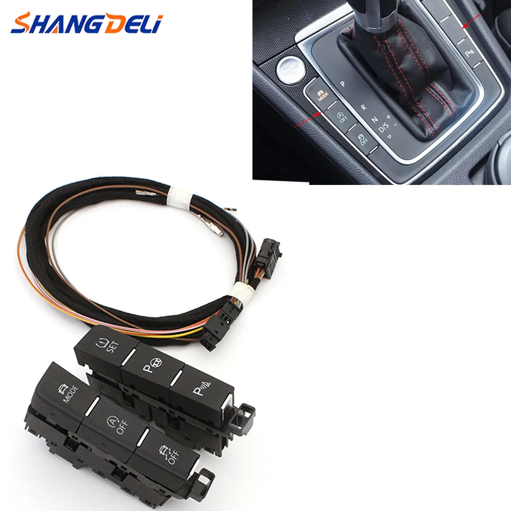 

Левый и правый автомобильный центральный переключатель парковочного радара с кабелем ESP OFF Кнопка запуска и остановки Узор вождения для VW Golf 7 MK7